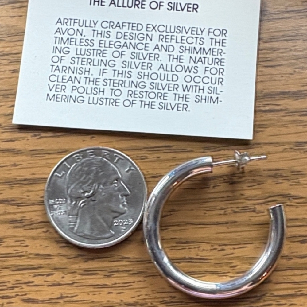 Silver Tube Hoops - Picture 4 of 4